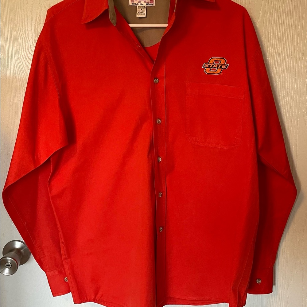 BAW Athletic Wear Oklahoma State Cowboy’s Button-Down Shirt Orange Large